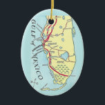 Vintage Florida West Coast Map Card Ceramic Tree Decoration<br><div class="desc">It's a retro,  vintage colourful map of Florida's west coast repurposed on an ornament.</div>