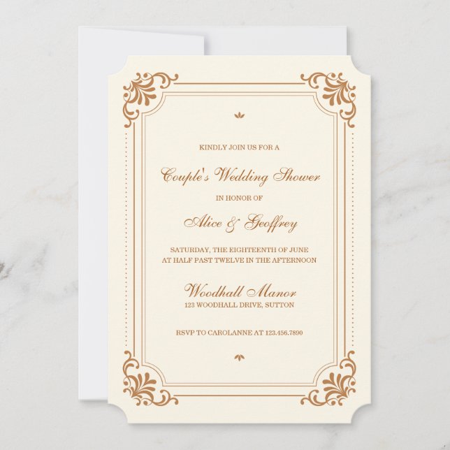 Vintage Flourish Elegant Couples Wedding Shower Invitation (Front)