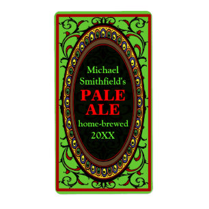 Vintage Flourish Homebrew Beer Labels Green