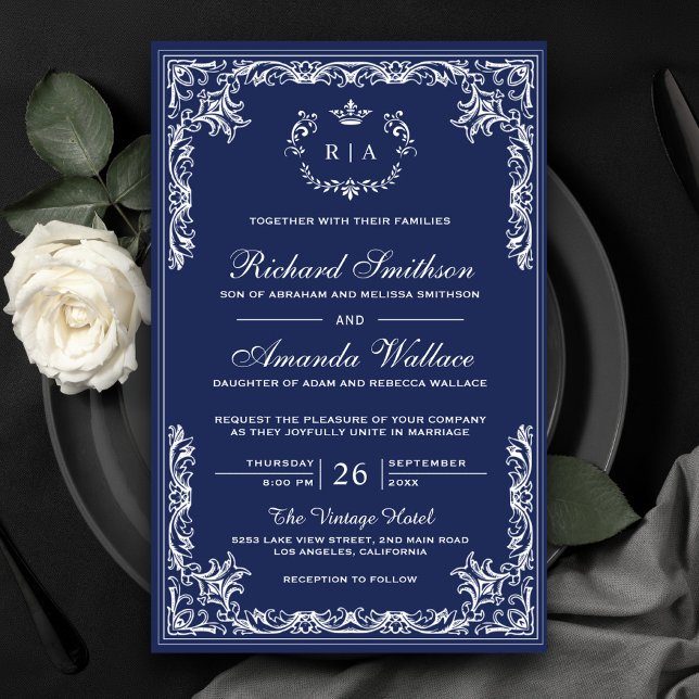 Vintage Flourish Ornate Budget Wedding Invitation (Creator Uploaded)