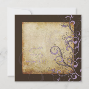 Vintage flourish swirls/chocolate/lilac/lavender invitation