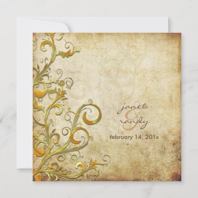 Vintage flourish swirls invitation (Front)