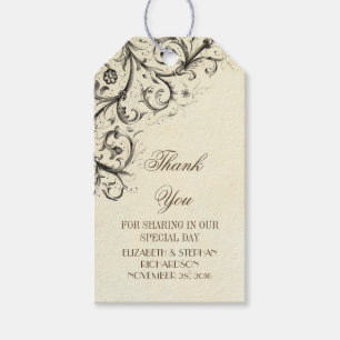 Vintage flourishes elegant wedding Thank You Gift Tags