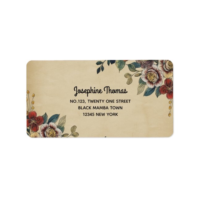Vintage Flower Address Label (Front)