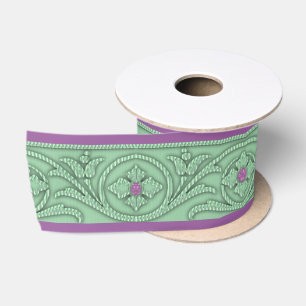 Vintage flower and gem ribbon satin ribbon