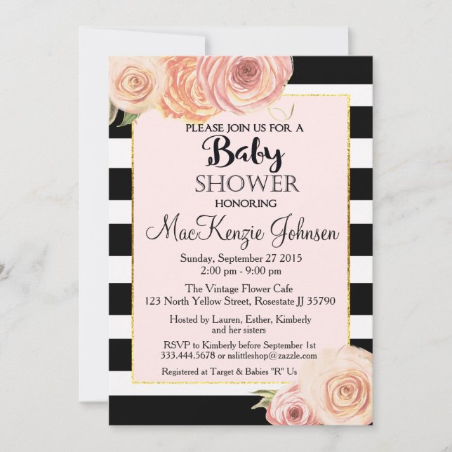 Vintage Flower Baby Shower invitation (Front)