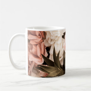 Vintage flower background, pastel flower backgroun coffee mug