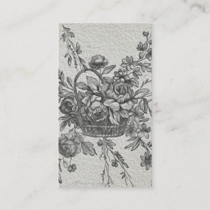Vintage Flower Basket Black Painting Business Card