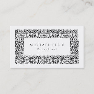 Vintage Flower Black White Professional Business Card