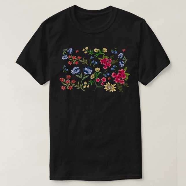 Vintage Flower Botanical Illustration Chart Plant  T-Shirt (Design Front)