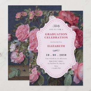 Vintage flower bouquet art graduation invitation