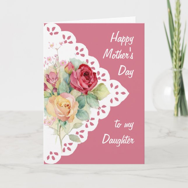 Vintage Flower Bouquet Daughter Mother's Day Card (Front)