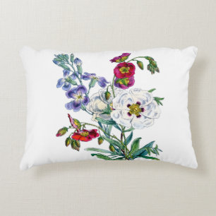 Vintage Flower Bouquet Watercolor Decorative Cushion