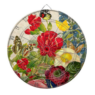 Vintage Flower Bouquet with Butterflies Dartboard