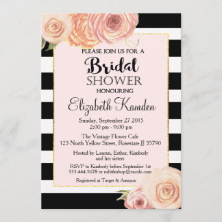 Vintage Flower Bridal Shower invite with honouring