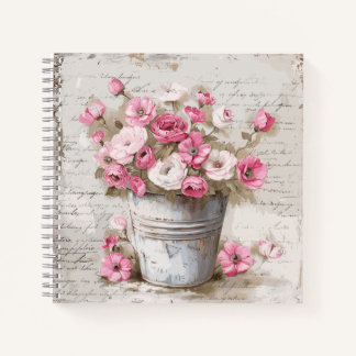Vintage Flower Bucket Notebook