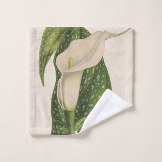 Vintage Flower Calla Lily Green Leaves Closeup Wash Cloth