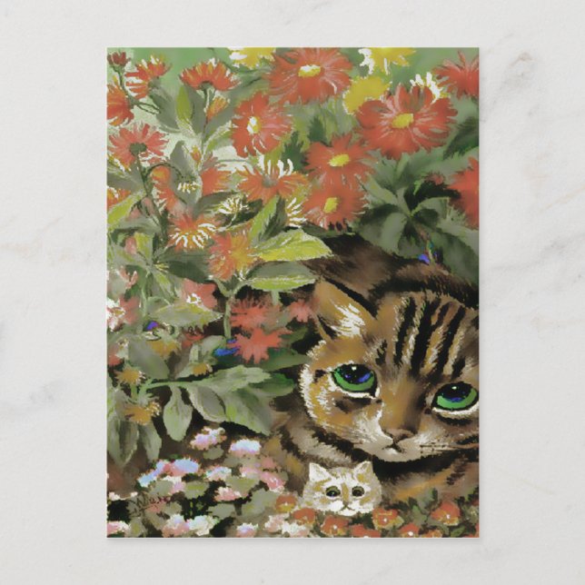 Vintage Flower Cats Postcard (Front)