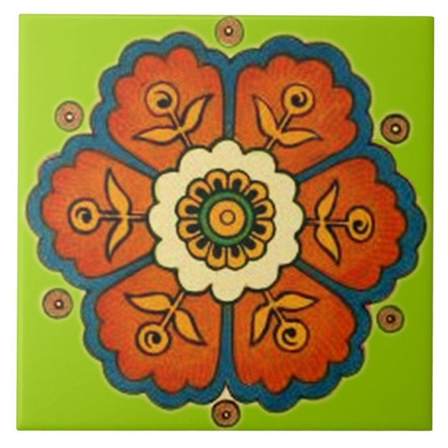 Vintage Flower Design Tile (Front)