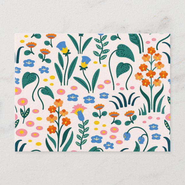 Vintage Flower Drawing Postcard (Front)