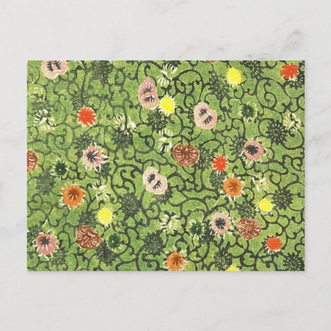Vintage Flower Fabric Bingata Blossom Postcard (Front)