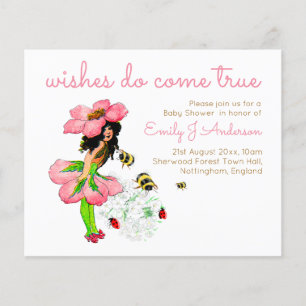 Vintage Flower Fairy Pink Bees Baby Shower