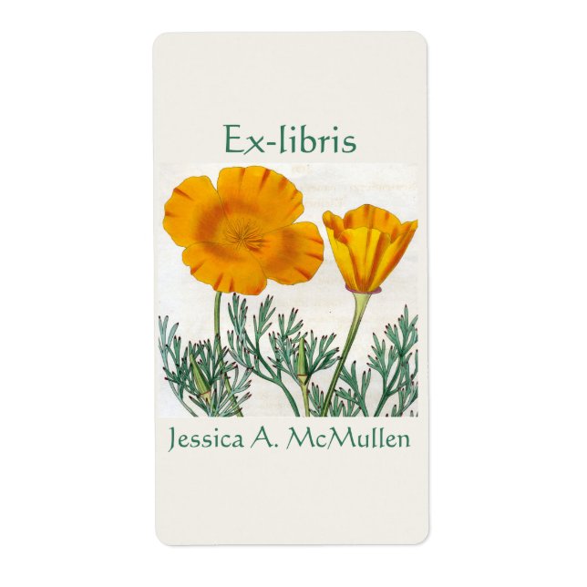 Vintage flower floral ex-libris bookplate label (Front)