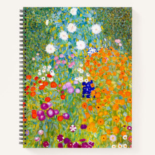 Vintage Flower Garden Art by Gustav Klimt Notebook