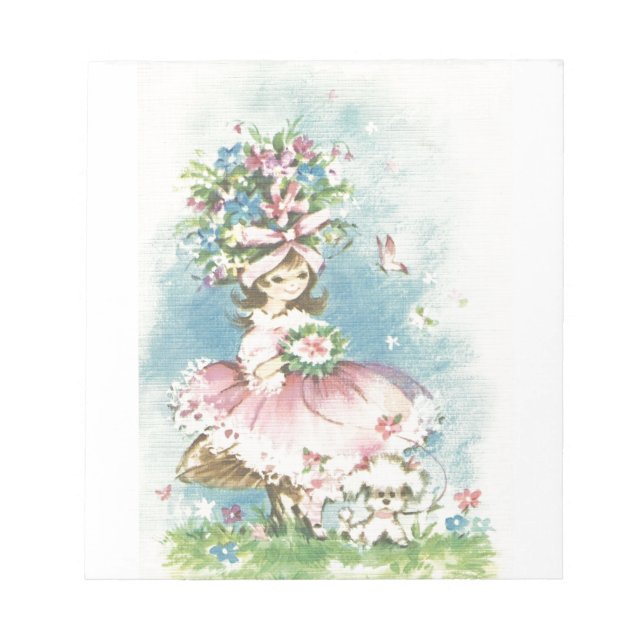 Vintage Flower Girl Notepad (Front)