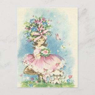 Vintage Flower Girl Postcard