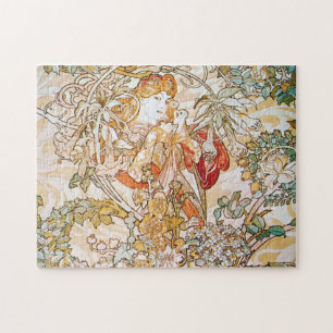 Vintage flower goddess jigsaw puzzle
