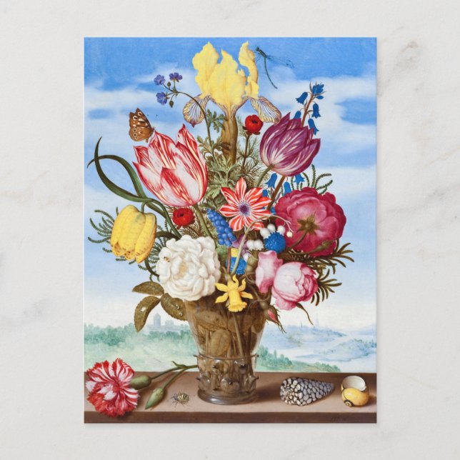 Vintage Flower Illustration Postcard (Front)