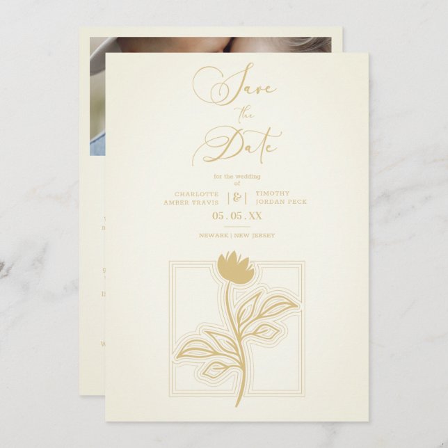 Vintage Flower Modern Script Custom Photo Wedding (Front/Back)