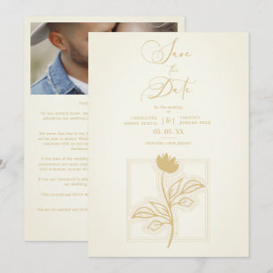 Vintage Flower Modern Script Custom Photo Wedding