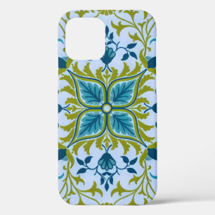 Vintage Flower Pattern Aqua and Green Phone Case