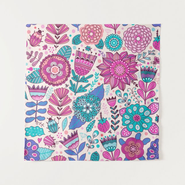 Vintage flower pattern. Seamless botanic texture,  Tapestry (Front)