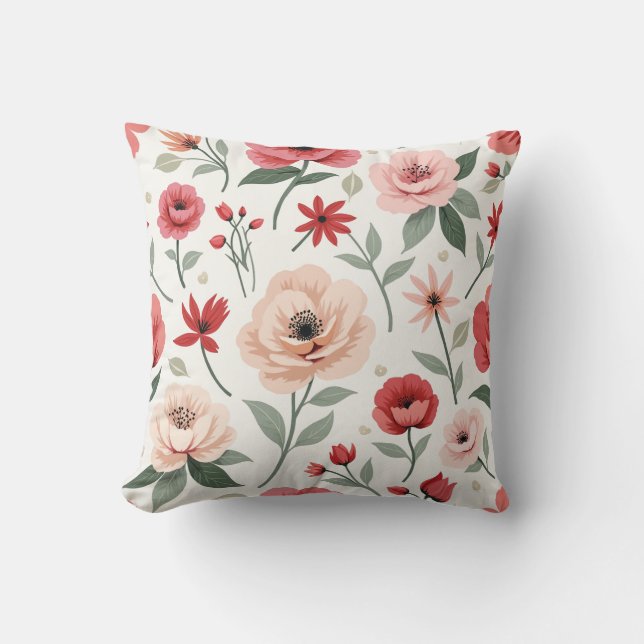 Vintage flower pattern Throw Pillow (Front)