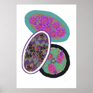 Vintage flower patterns, elegant Art Nouveau Poster