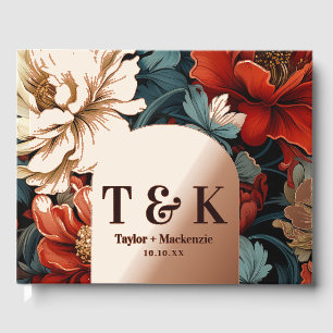 Vintage Flower Personalised Monogram Wedding Foil Guest Book