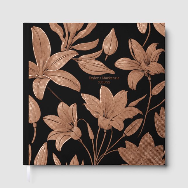 Vintage Flower Personalised Wedding Real Foil Guest Book (Front)