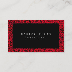 Vintage Flower Red Black Pattern Professional Business Card