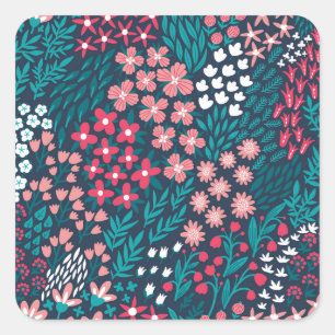 Vintage Flower Seamless Texture. Square Sticker
