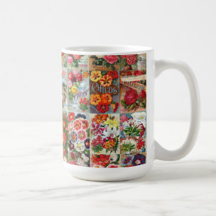 Vintage Flower Seed Packets Garden Collage Coffee Mug