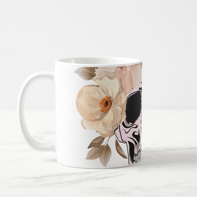 VINTAGE FLOWER SKULL COFFEE MUG (Left)