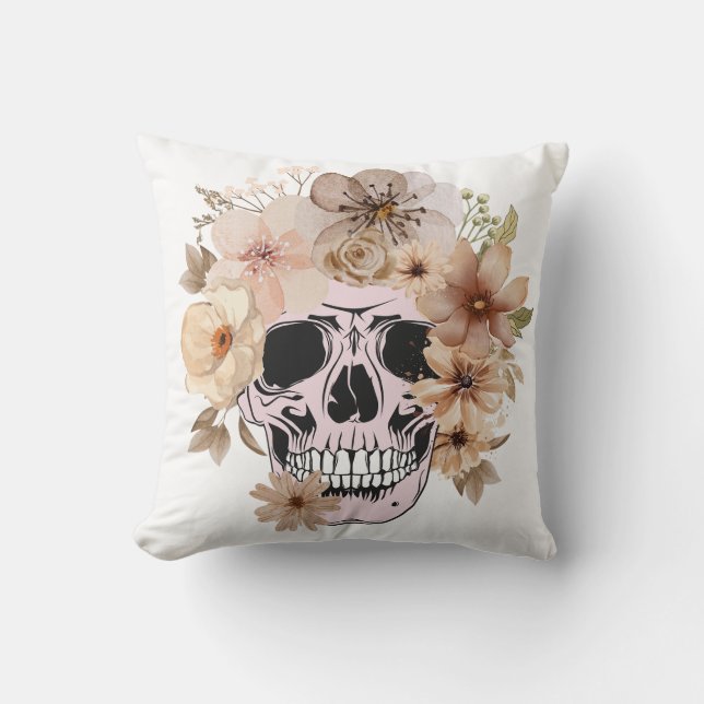 VINTAGE FLOWER SKULL CUSHION (Front)