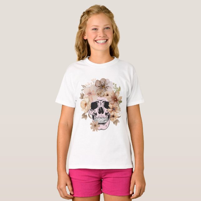 VINTAGE FLOWER SKULL T-Shirt (Front Full)