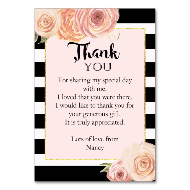 Vintage Flower thank you card flat (Front)