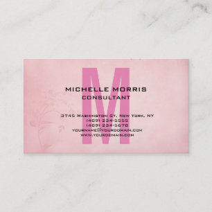 Vintage Flower Unique Pink Classical Monogram Business Card
