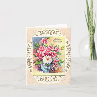 Vintage Flower Vase Birthday Card