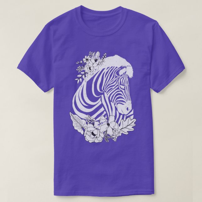 Vintage Flower Zebra T-Shirt (Design Front)